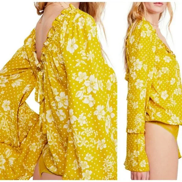 Free People One on One Date Marigold Bodysuit - Picture 2 of 7